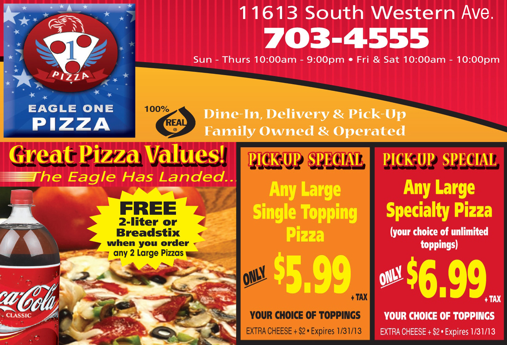EAGLE ONE PIZZA Coupons near me in Oklahoma City, OK 73170 8coupons